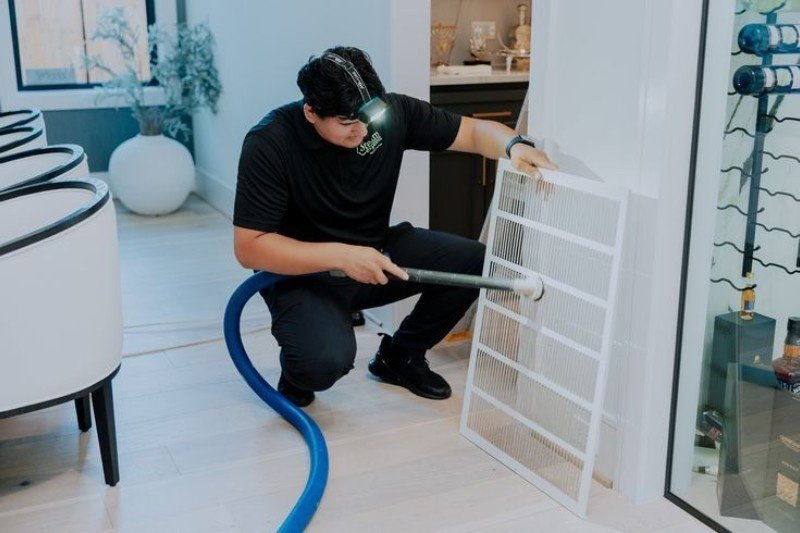 HVAC blower assembly opened for cleaning in a Brooklyn home